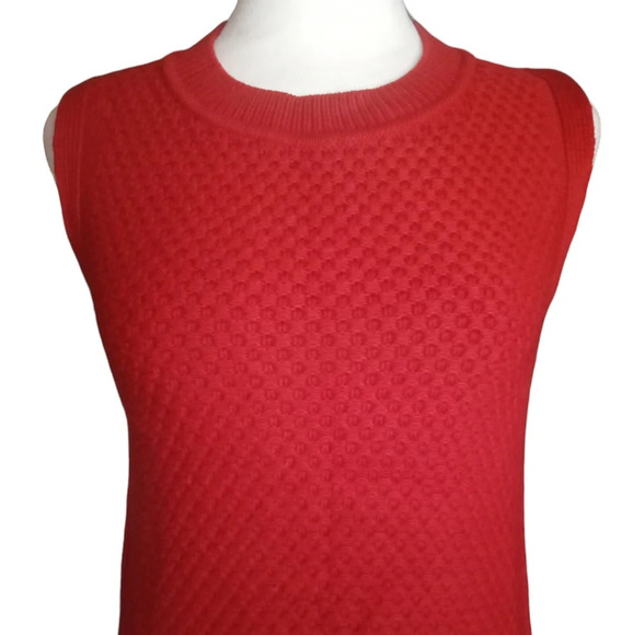 Tommy Hilfiger Red Textured Knit 100% Cotton Sweater Vest Y2K Size XS - Picture 2 of 8